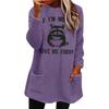 Autumn/Winter Women's European & American Printed Casual Loose Round Neck Long Sleeve Plush Hoodie with Pockets