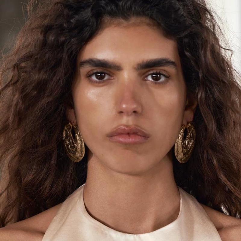 Niche Design Metal Retro Round Earrings, Exaggerated Personality Cold Style Fashion Earrings