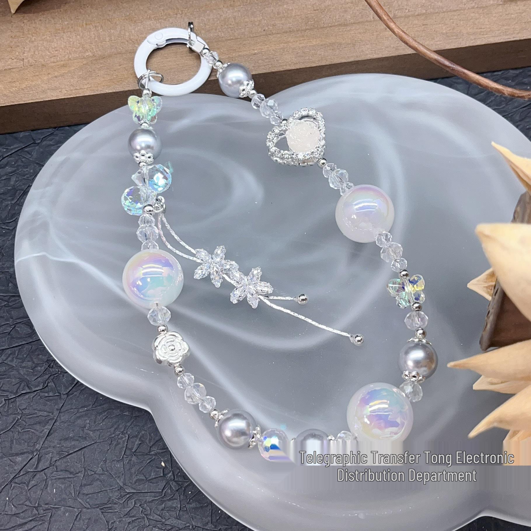 

Heart Rose Crystal Charm Phone Case Keychain & Wrist Strap Lanyard