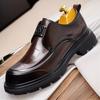 Mens Genuine Leather Loafer Shoes Round Toe Slip-On Business Casual Flat Sole Comfortable Dress
