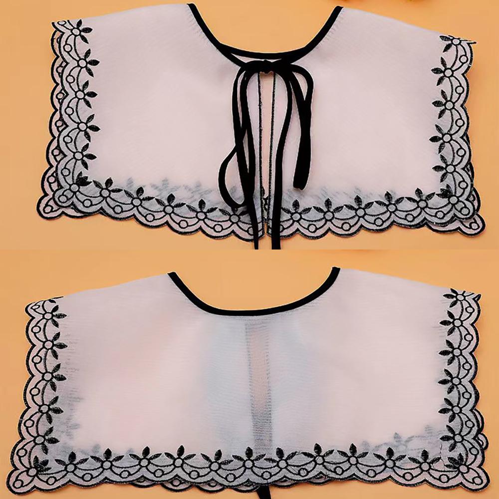 

Organza Embroidery Detachable Shirt Lace Up Shawl Dress Blouse Decor Fashion Collar Insignia