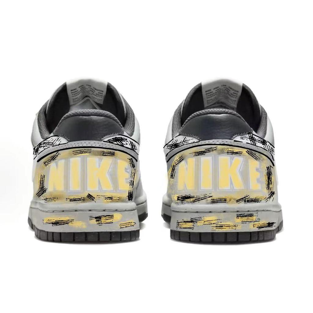 Nike Big Low Top Skateboard Shoes Men's Gray Yellow 355152-017(Team1938-)
