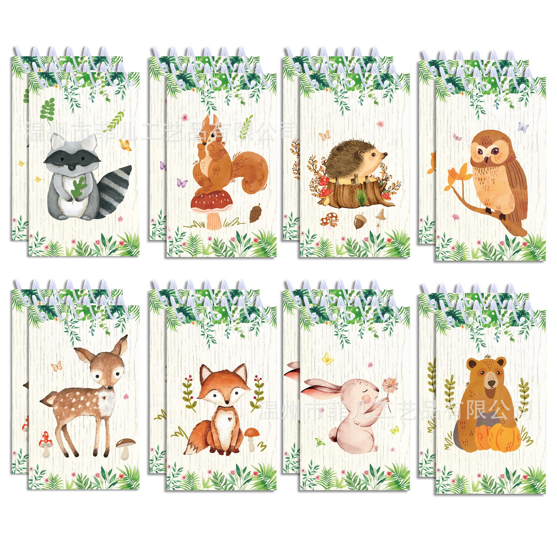 

8-Pack Watercolor Animal Spiral Notebook Forest Mini Pocket Notepad for Students Kids Gift Classroom Reward
