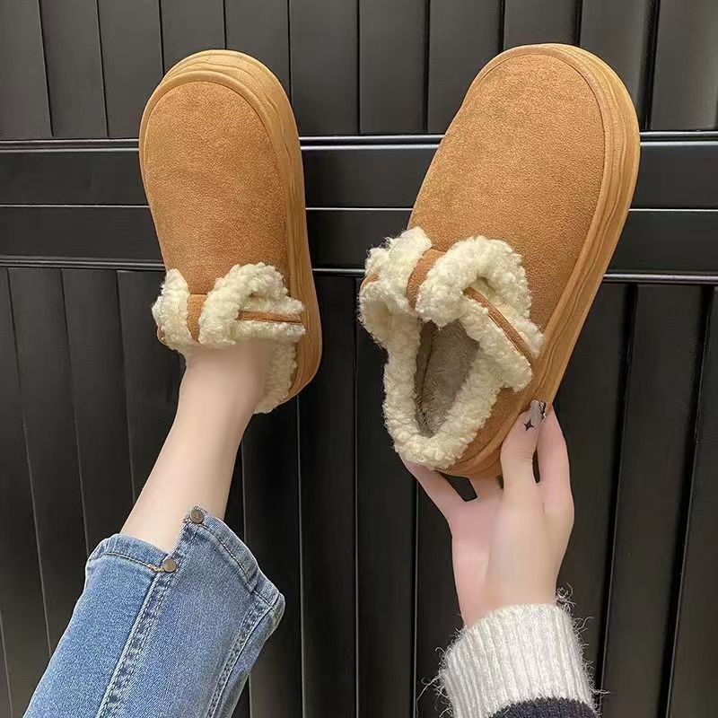 Winter Women's Velvet Cotton Slippers New Indoor Home Warm Confinement Non-slip Wool Slippers