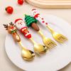 4 Stück Weihnachtsgabel und Löffel Set Besteck Edelstahl Kreatives Tafelgeschirr Kaffee Tee Dessert Geschenkset