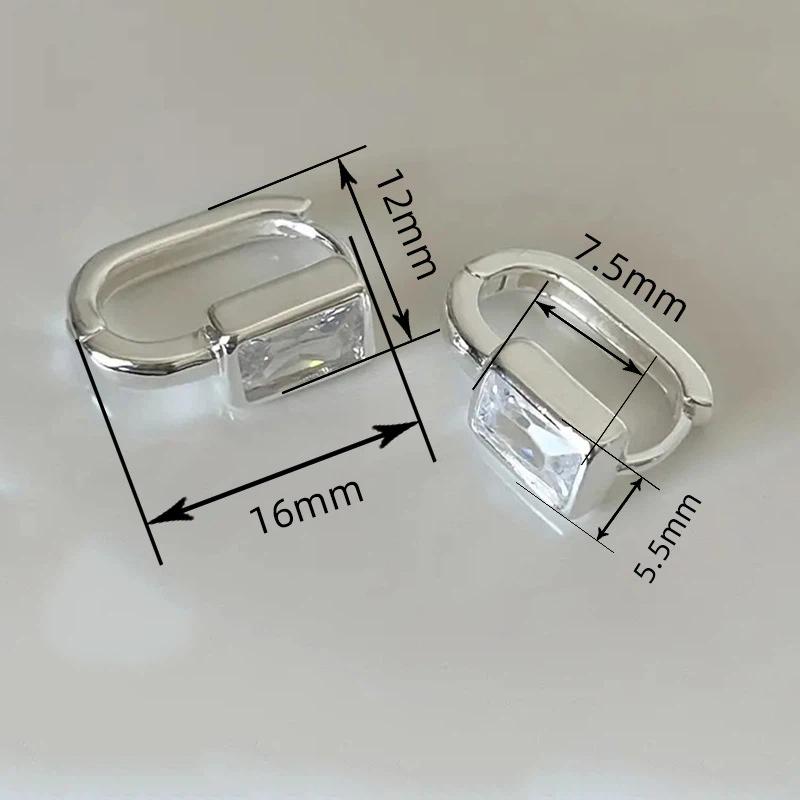 Minimalist Geometric White Zircon Earrings For Women Girl Korean Jewelry Ladies Gift Party