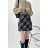 Plus Size Woolen Plaid A-line Midi Skirt - High Waist Bodycon for Autumn/Winter