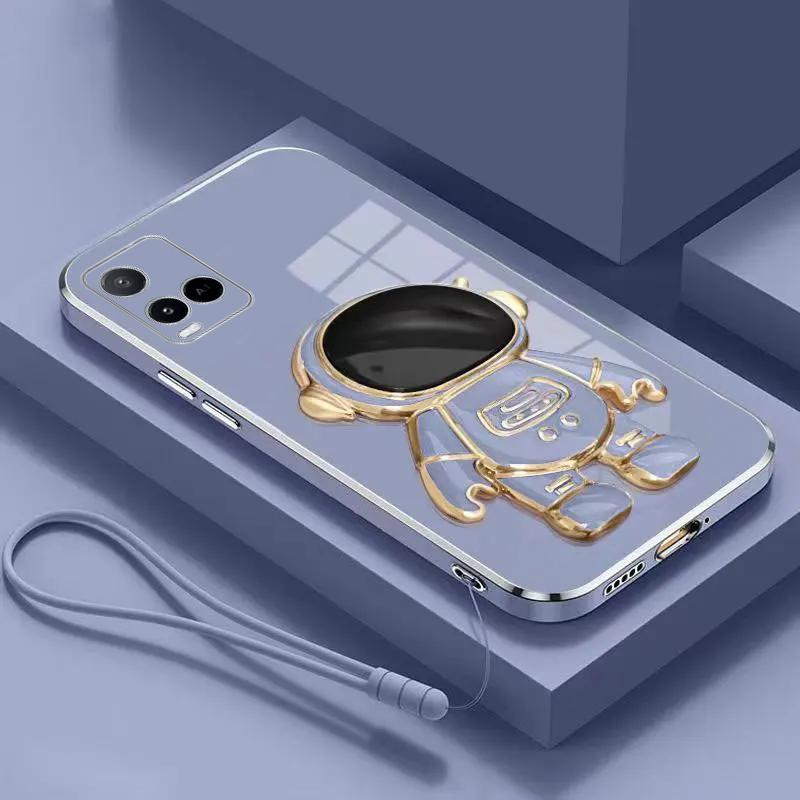 

Чехол-держатель с подставкой астронавта для vivo V21 Y20 Y20S Y21 Y22 Y22S Y35 Y51 Y73 Y76 V20 V20SE V23 V23Pro V25 V27E V29E, чехол на шнурок vivo V27E синий