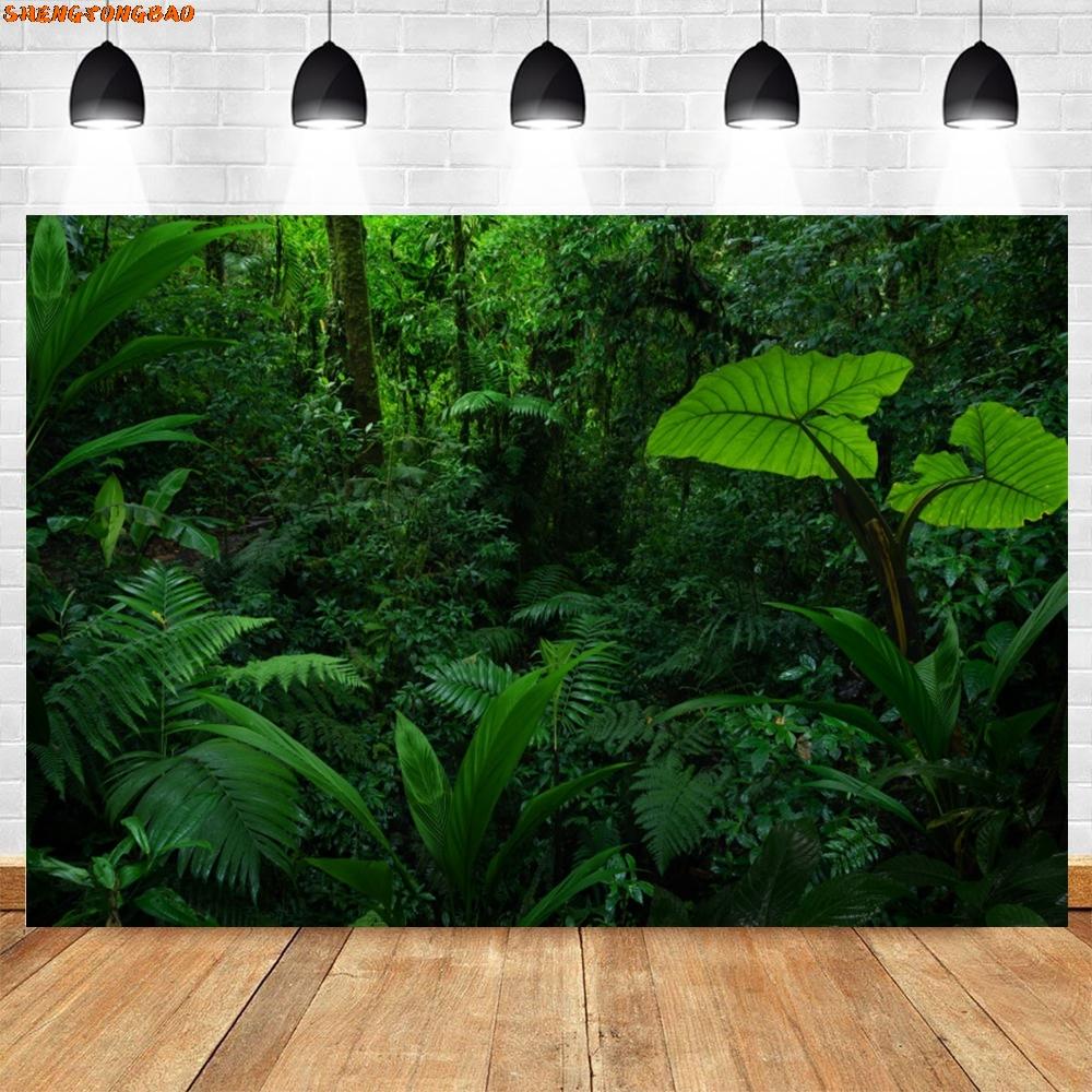 Tropical Rainforest Backdrop Green Trees Baby Shower Birthday Party Portrait Photography Background Wall Decor Photostudio Props