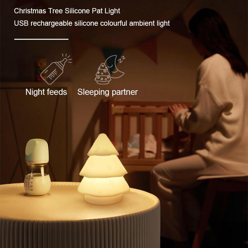 Weihnachtsbaum Silikon Nachtlicht Schlafzimmer USB Atmosphäre Nachtlampe Wohnzimmer Schreibtisch Dekoration Kreative Cartoon Tischlampe