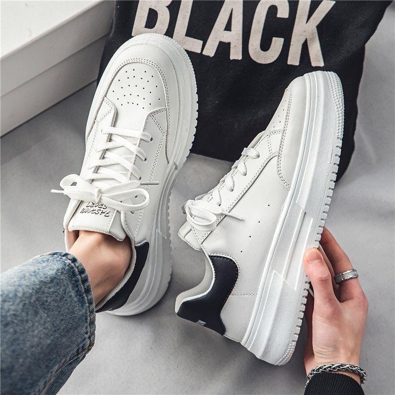 Men's Sneakers New Leather Men White Flat Casual Shoes Breathable Sports Shoes Shoes for Men Tenis Shoe Chaussure Homme
