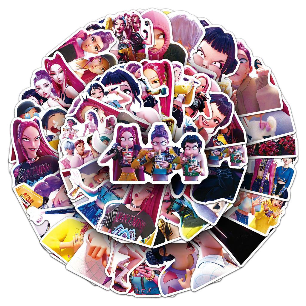 50 Samolepek Demon Hunters KPOP: Anime film Vodotěsné samolepky na pouzdro na telefon