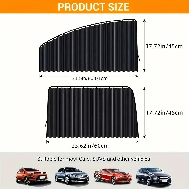 2/4 szt. Zasłona przeciwsłoneczna do samochodu Uniwersalne osłony na boczne okna Zasłony do samochodu Film na przednie i tylne okno Izolacja termiczna Ochrona przed słońcem