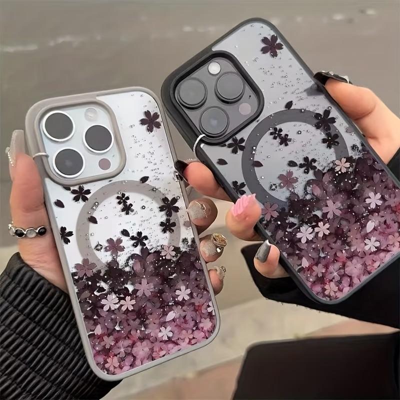 Cherry Blossom Flower Phone Case for iPhone 17 16 15 14 Pro Max 11 12 13 16E 17 Air For Magsafe Magnetic Wireless Charge Cover