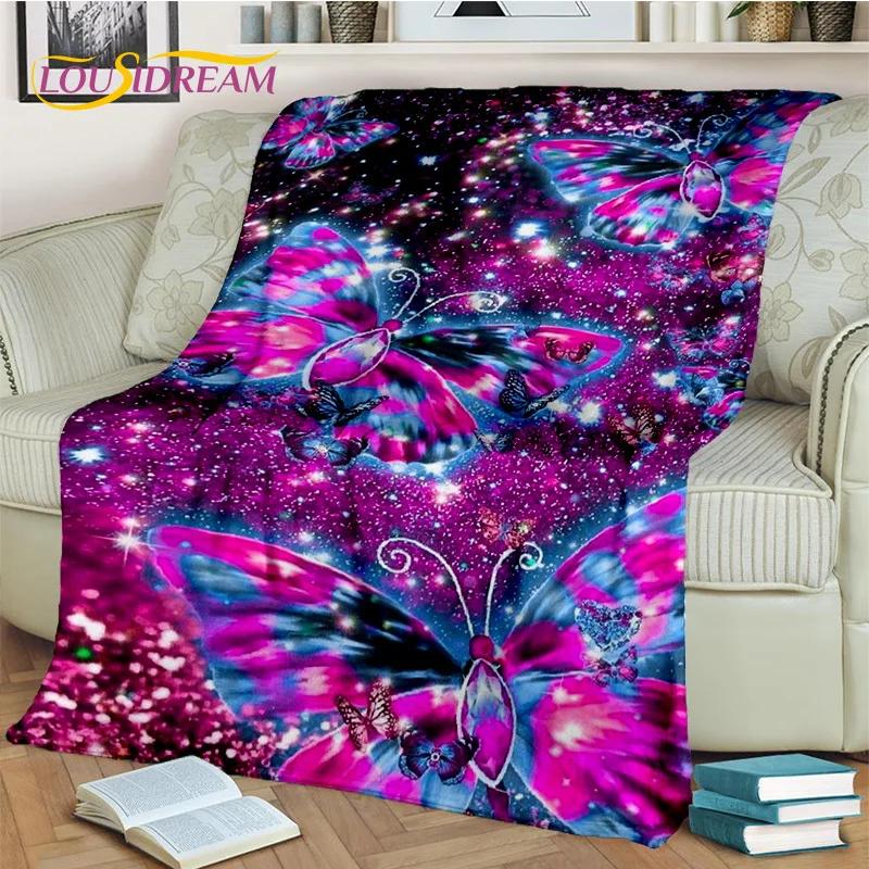 Dream Butterfly Flower Cartoon Blanket,Soft Throw Blanket for Home Bedroom Bed Sofa Picnic Travel Office Rest Nap Cover Blanket