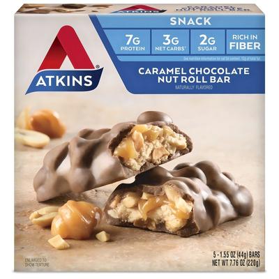 Atkins Proteinová tyčinka Karamelová čokoládová ořechová rolka, 220 g, 1 kus