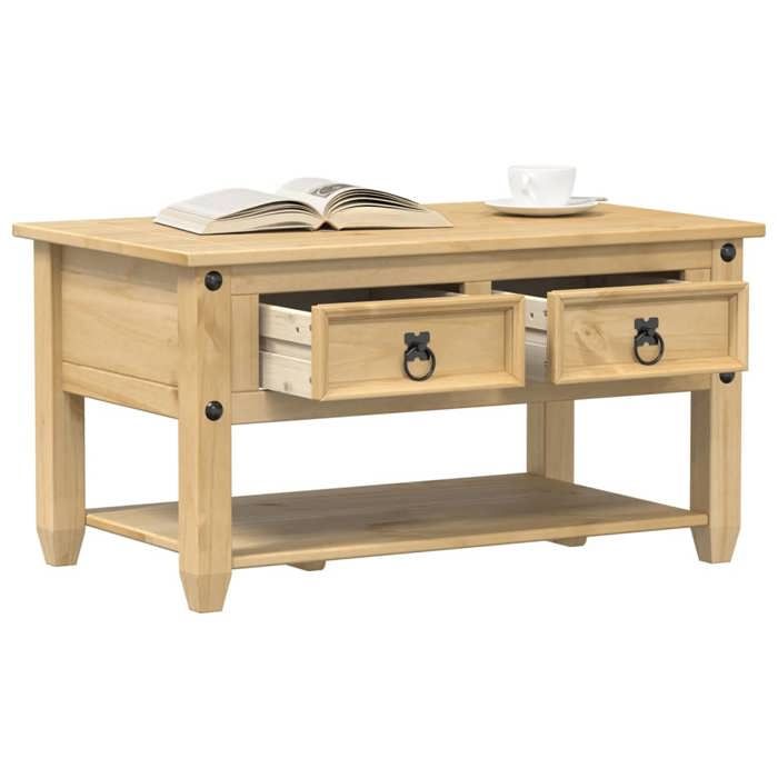 VidaXL Table basse avec tiroirs Corona 85x50x45 cm bois de pin massif, table d'appoint, table de salon, table d'accent, bout 4002772