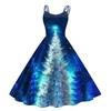 Women's Fashion Casual Christmas Print Sexy Off-the-shoulder Punk Retro Dress
