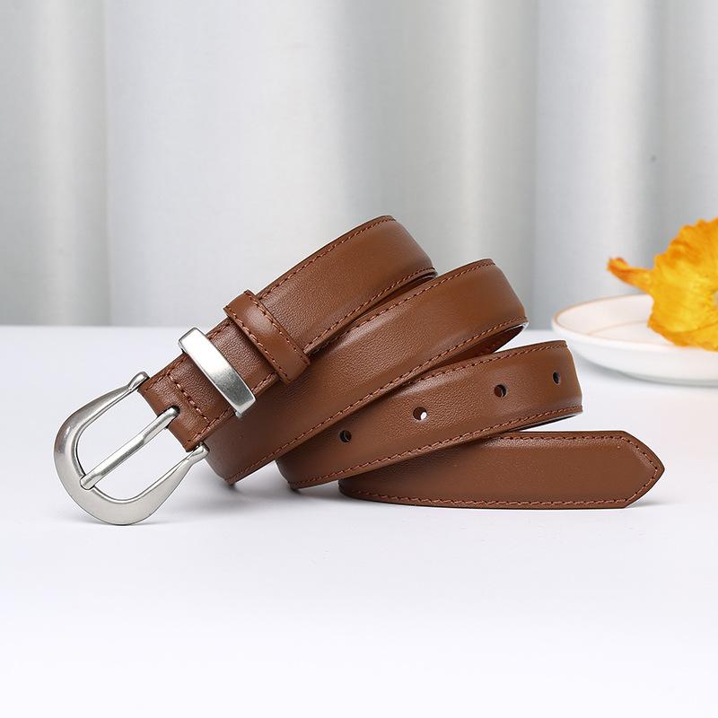 Simple And Fashionable Versatile First-Layer Cowhide Belt Women'S Leather Pin Buckle Light Luxury High-End Casual Pants Belt Women'S Models