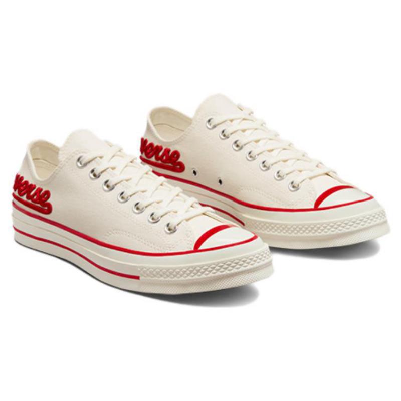Converse 1970s Abrasion-Resistant Low-Top Canvas Shoes Unisex White Red