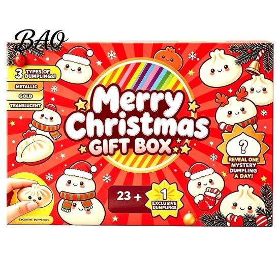Christmas Gift for Adults 2026 Squeeze Toy Advent Calendar, 24-Day Dumpling Bun Fidget Stocking Stuffers Kids Countdown Box, Soft TPR Stress