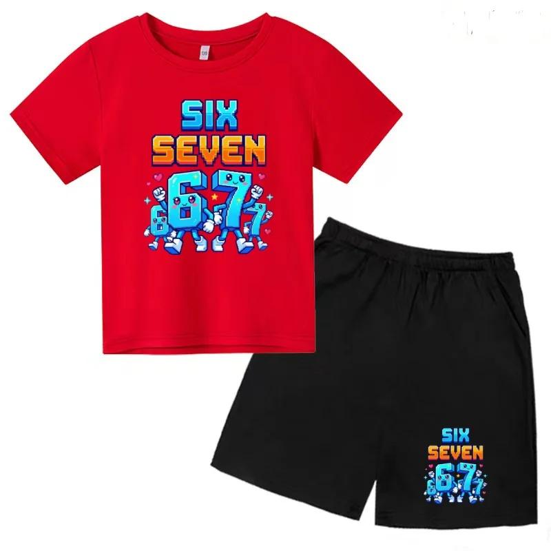Boys and Girls Summer Fashion Set Cartoon Print T-Shirt and Shorts Casual Two-Piece Outfit