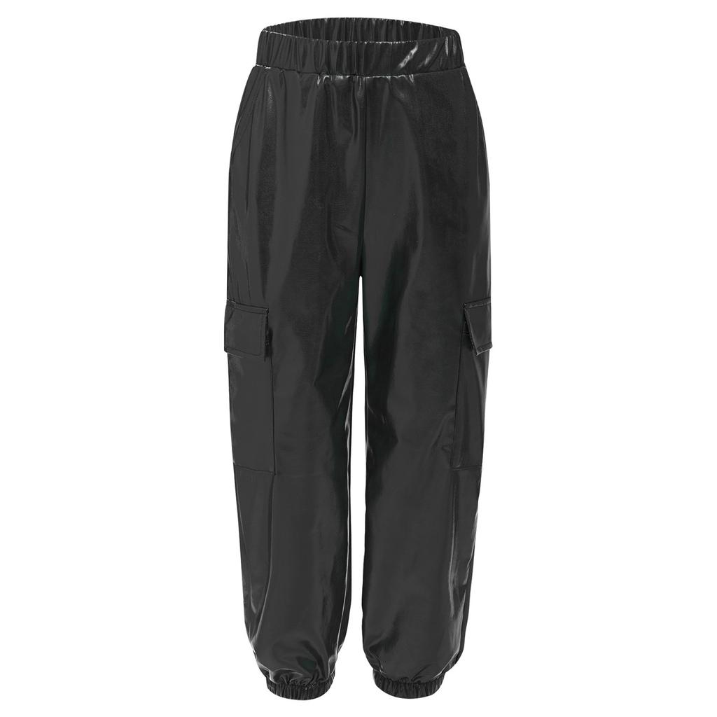 Unisex Dziecięce Metaliczne Błyszczące Spodnie Elastyczny Pas Design Spodnie do Tańca Hip Hop Jazz