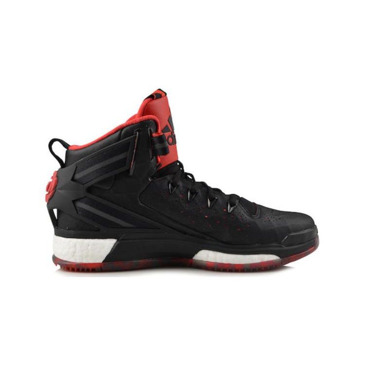 Adidas D Rose 6 Anti-Slip Shock Absorption Wear-Resistant Mid-Top Kids Basketball Shoes Kids Basketball Shoes Black Red D69766