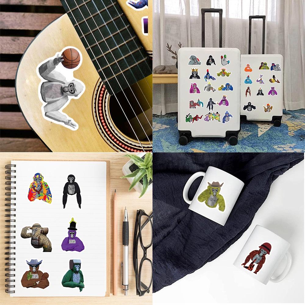 Waterproof Monkey Game Stickers 50 Decals For Guitar Notebook And Luggage Adorable Design