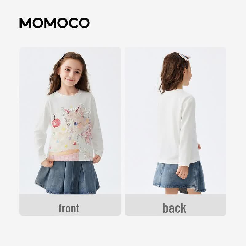 MOMOCO Girls' Sweet & Versatile Long Sleeve T-Shirt