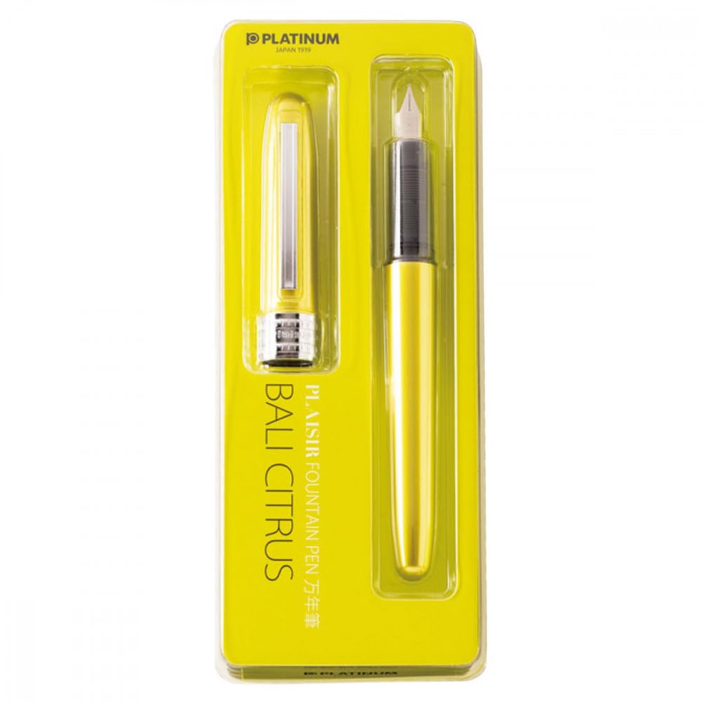 PLATINUM Plaisir Fountain M Medium Bali Citrus pen PGB-1000#47 pen/Nib size Medium/Color Yellow/Handmade/Plastic packaging/Fountain