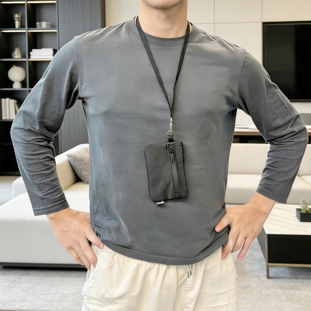 Lässiger Herren- und Damen-Mode-U-Bahn-Bus-Ausweishalter Outdoor-Sport-Schlüssel-Kleingeldfach Reißverschluss-Geldbörse Tragbare Tasche mit Lanyard