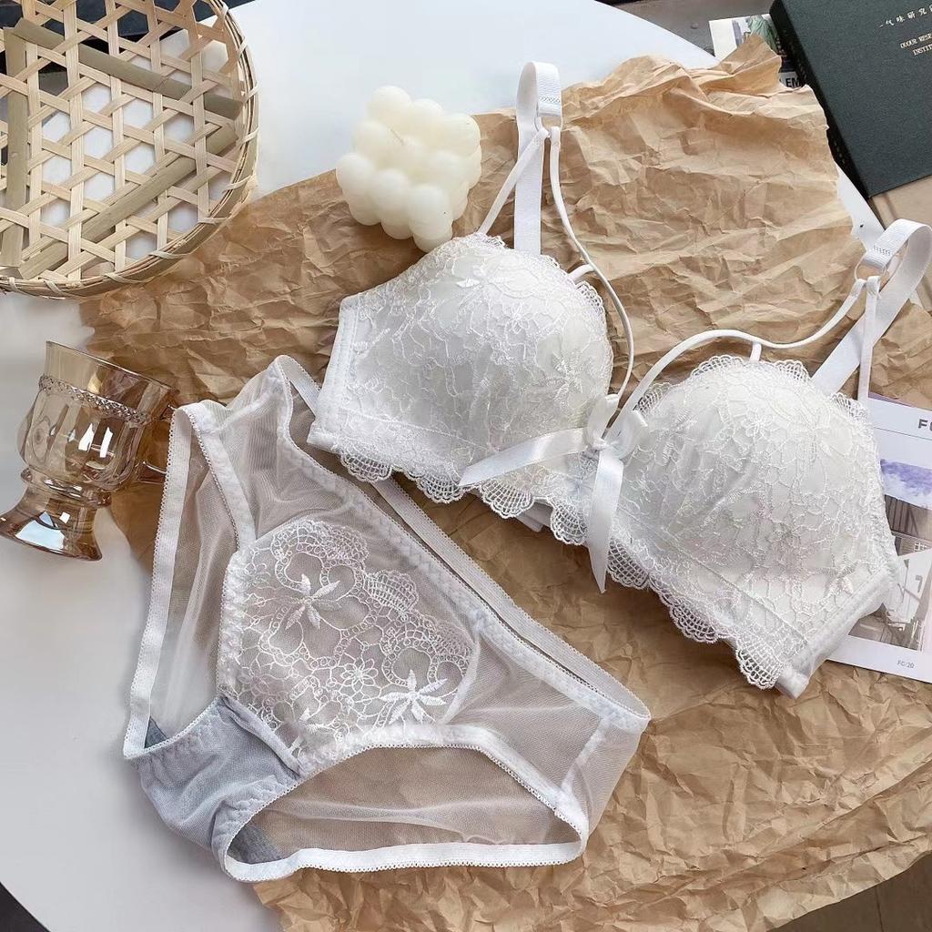 Sexy Lace Corrective Push Up Bra Set, Side Gathering Shaping Small Bust Women Lingerie Set