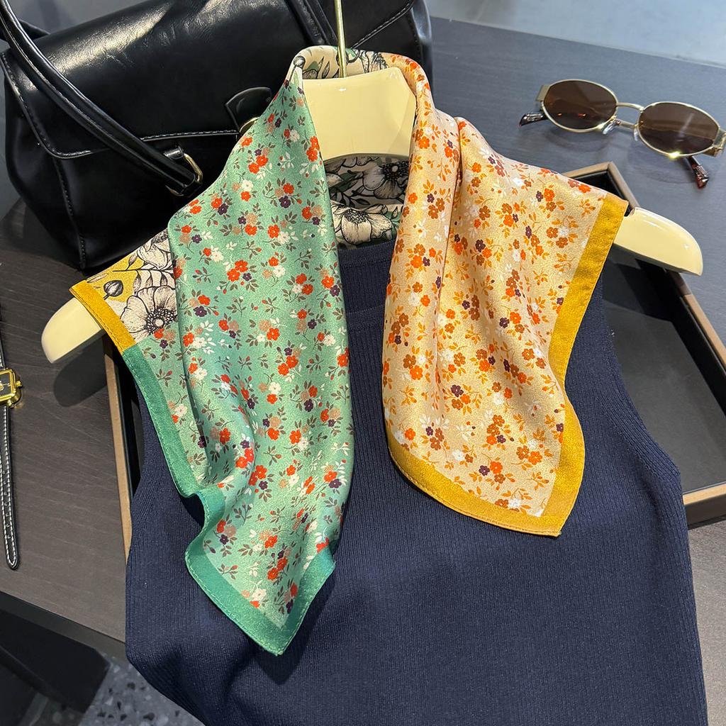 Korean spring and summer scarf mulberry silk silk scarf fashion literary flower silk scarf women's small scarf square scarf