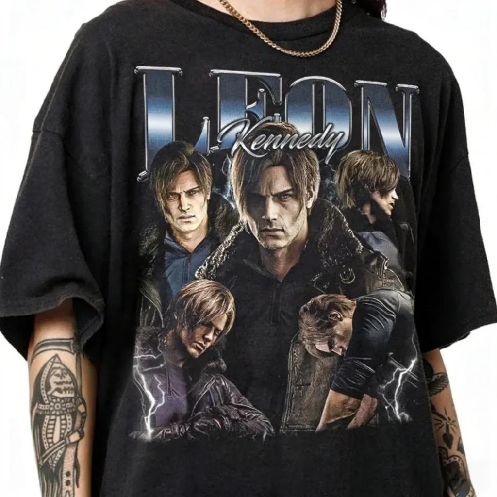 Resident Evil Requiem Leon Kennedy T-shirt Men and Women Summer Cotton Clothing Fashion Round Neck Short Sleeved Tee Streetwear
