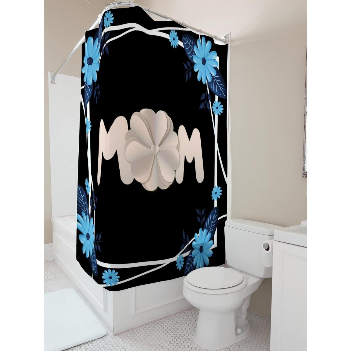 

Mom Floral Print Shower Curtain For Bathroom Decor W60H190(CM)-1 Pcs