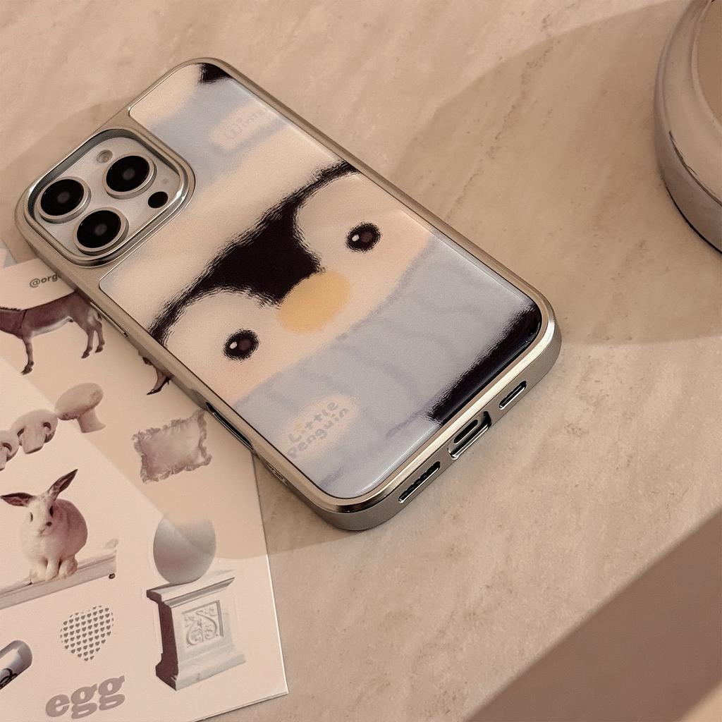 Ins Penguin for 15pro Max Mobile Phone Case for Apple for IPhone16 Electroplated Glue 17 Hard 14 Cute for Huawei