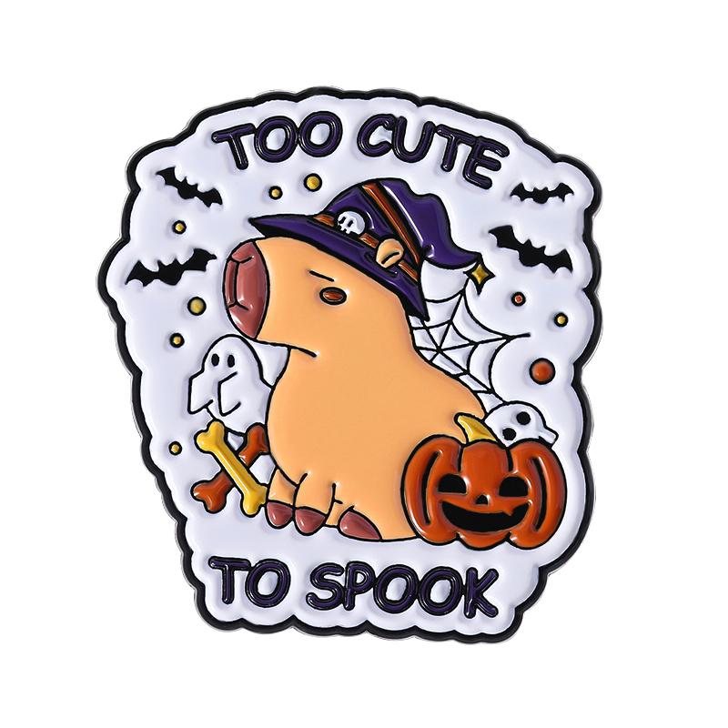 Xiaomi Capybara Pumpkin Skull Ghost Bat Enamel Pins Capy Halloween Too Cute To Spook Brooches Clothes Lapel Badge Jewelry Accessories