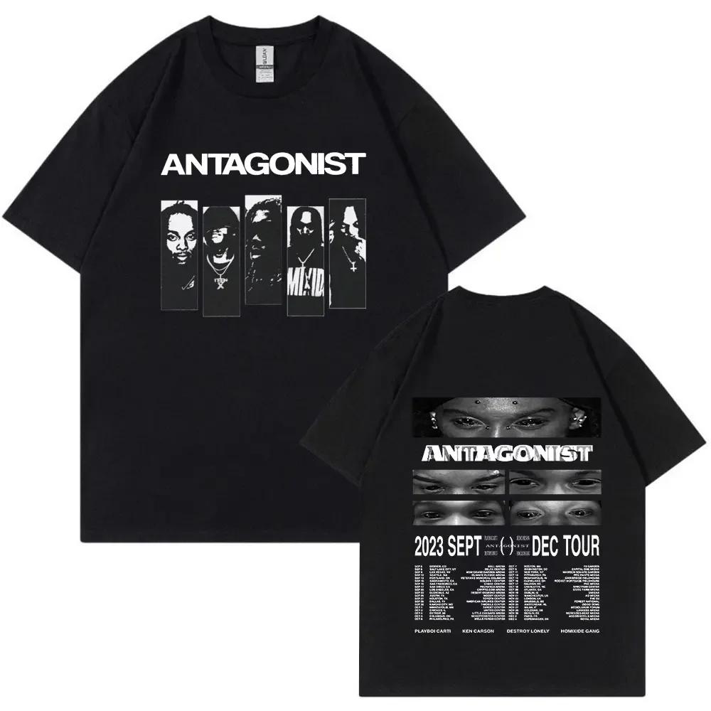 Rapper Playboi Carti Antagonist Tour Tshirt 2023 Concert Fans T Shirt Unisexs Fashion Hip Hop Short Sleeve Oversized Tshirts Bla