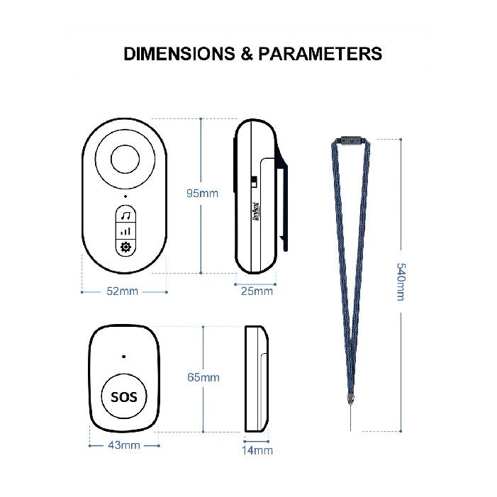 Wireless Elderly SOS Emergency Call Button with Vibration, Portable Personal Alarm for Senior Care, Remote Notification, Help