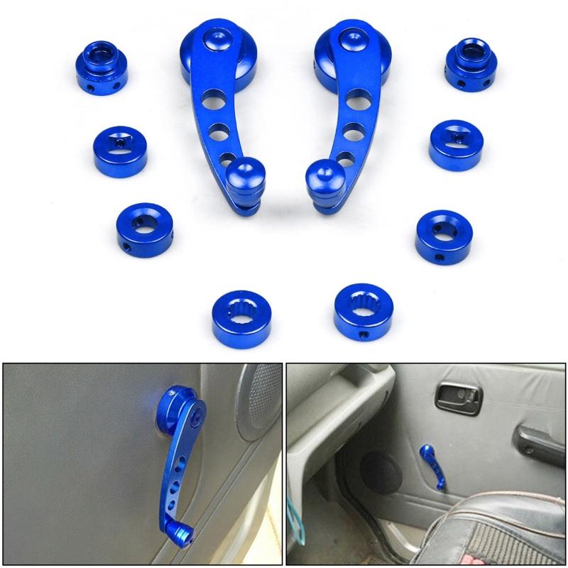 2pcs Window Crank Handle Winder Riser Billet CNC Aluminum Alloy Universal Auto Car Wagon Door Window Crank Handle Winder