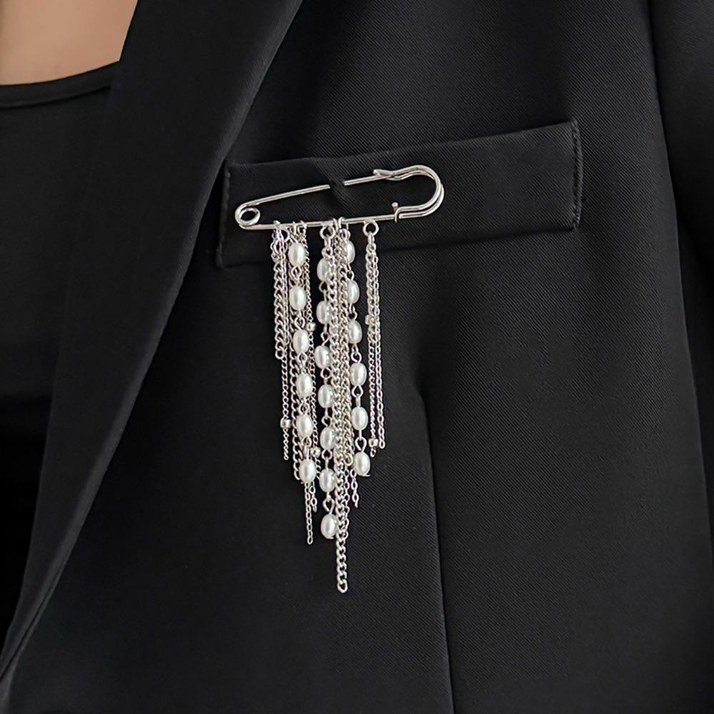 

Flower Long Tassel Brooch Pearl Multi-layer Chains Pin Exquisite Tie Collar Needle Women Style 3