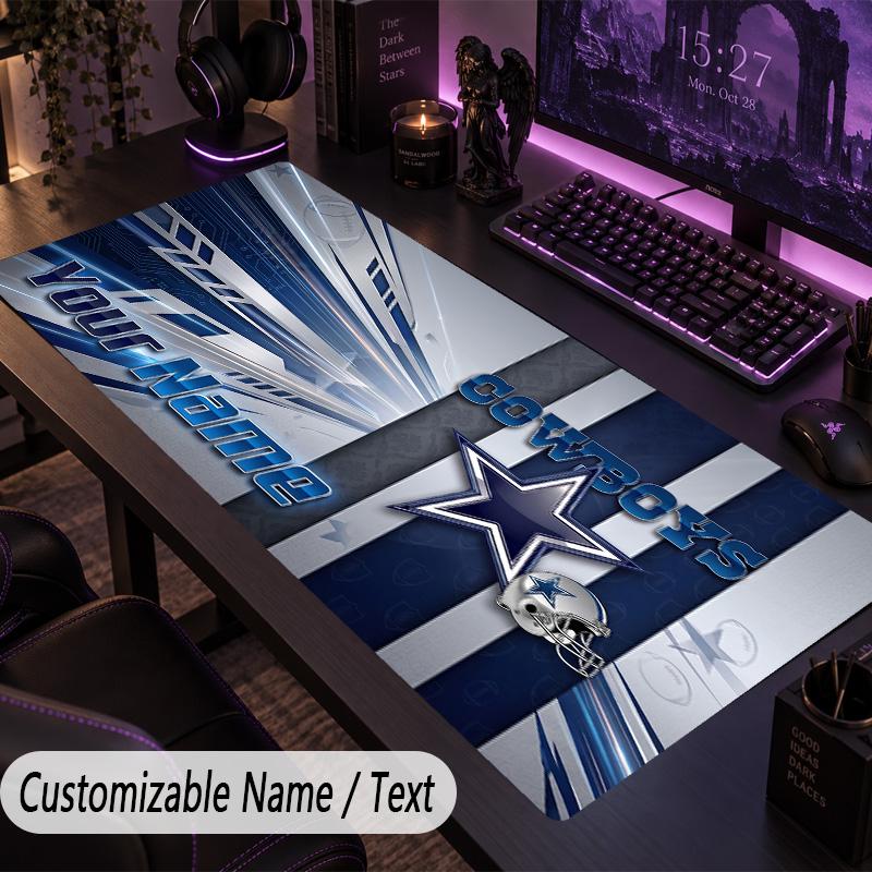 Large Mouse PadDallas Cowboys Custom Name Text Personalized Desk Mat Non Slip Gaming Pad