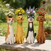 Handcrafted Quirky Dog Vase Whimsical Resin Dog-Shaped Flower Vase for Desk Bookshelf Indoor Outdoor Home Garden Decor