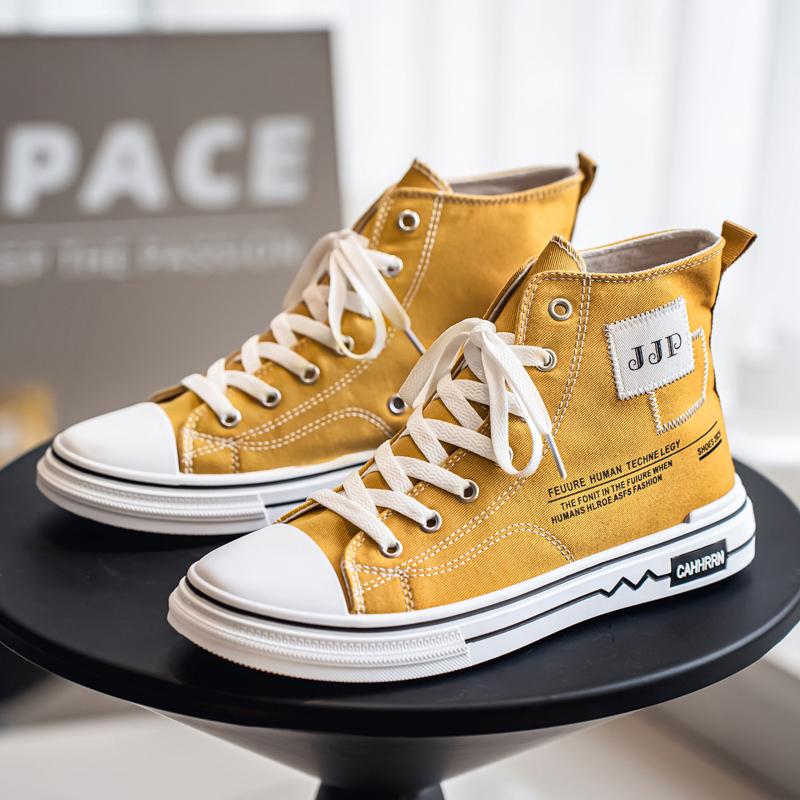 Men 's Casual Four Seasons High Top Fashion Canvas Skateboarding Students Comfortable Sneakers Boys Trending Soft Sole Breathable Shoes