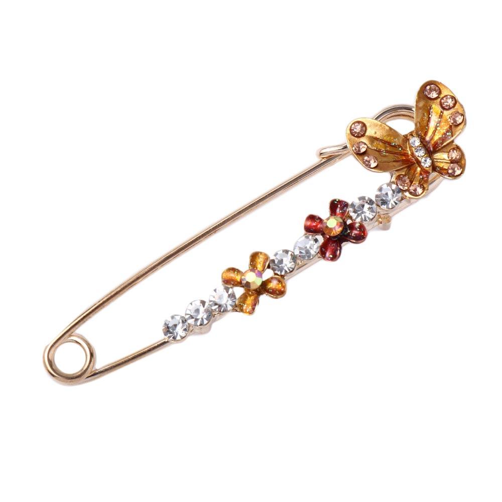 For Women Girl Dress Elegant Butterfly Flower Simulated Pearl Safety pin Rhinestone Accessories Corsage Brooches Pin Jewelry