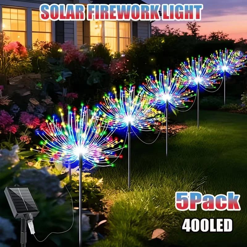 Solar Firework Fairy Lights 240-400 LED Outdoor Garden Decoration 8 Flashing Modes Lawn Pathway Lights Patio Party Wedding