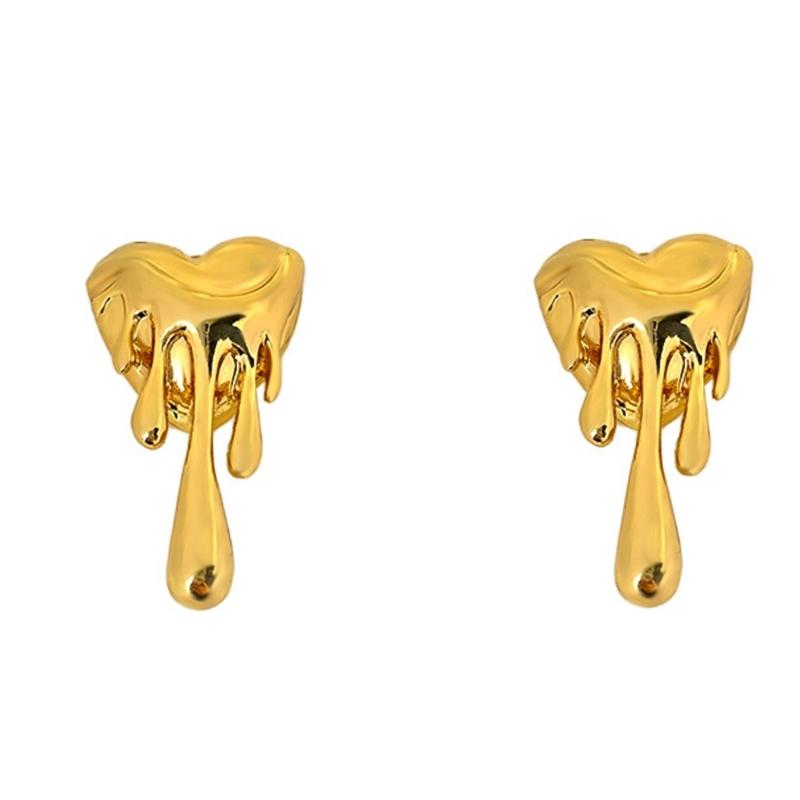 Модные Серьги-гвоздики  Тающее сердце  из сплава Стильные Модные Украшения Роскошные Сердечки-гвоздики Подарок Для Женщин золотой