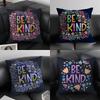 Be Kind Flowers Cushion Cover Pillowcase Comfort Sofa Bed Silky Elegant Invisible Zipper Decorative Cushion Cover