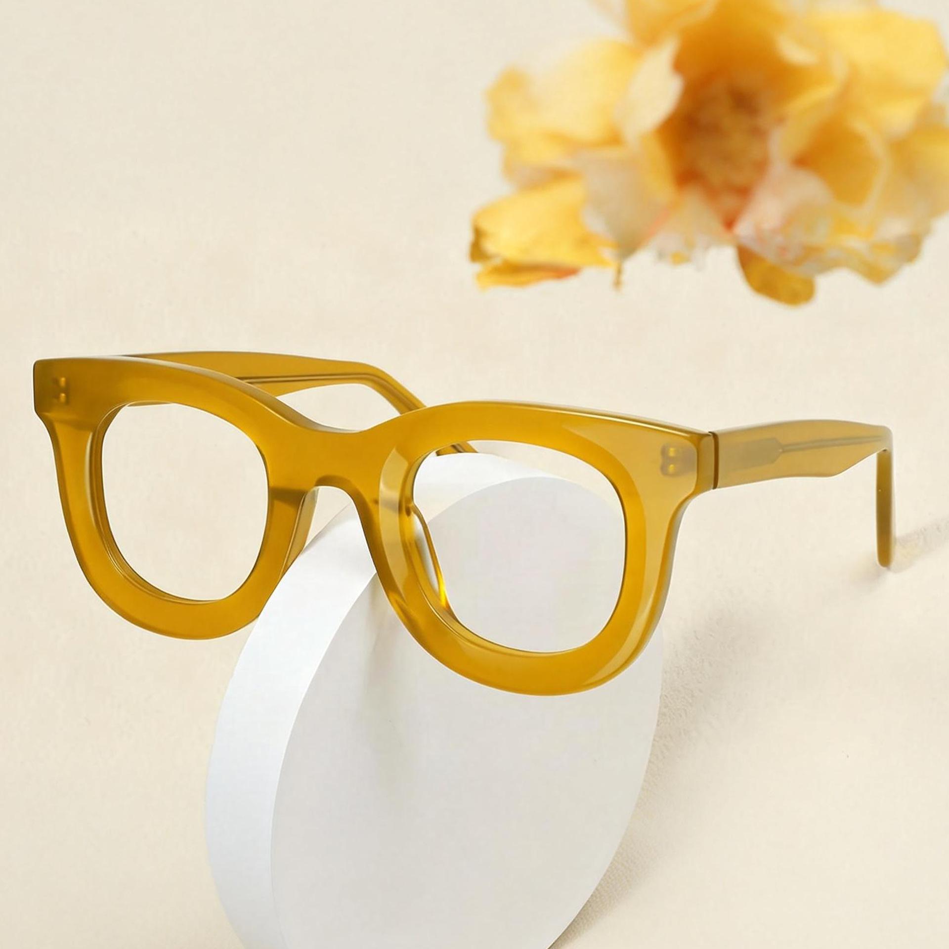 

Luxury Thicken Acetate Frame High Quality Vintage Round Glasses Men Women Square Eyewear Luxury Designer Thick Fake Glasses Men оранжевый